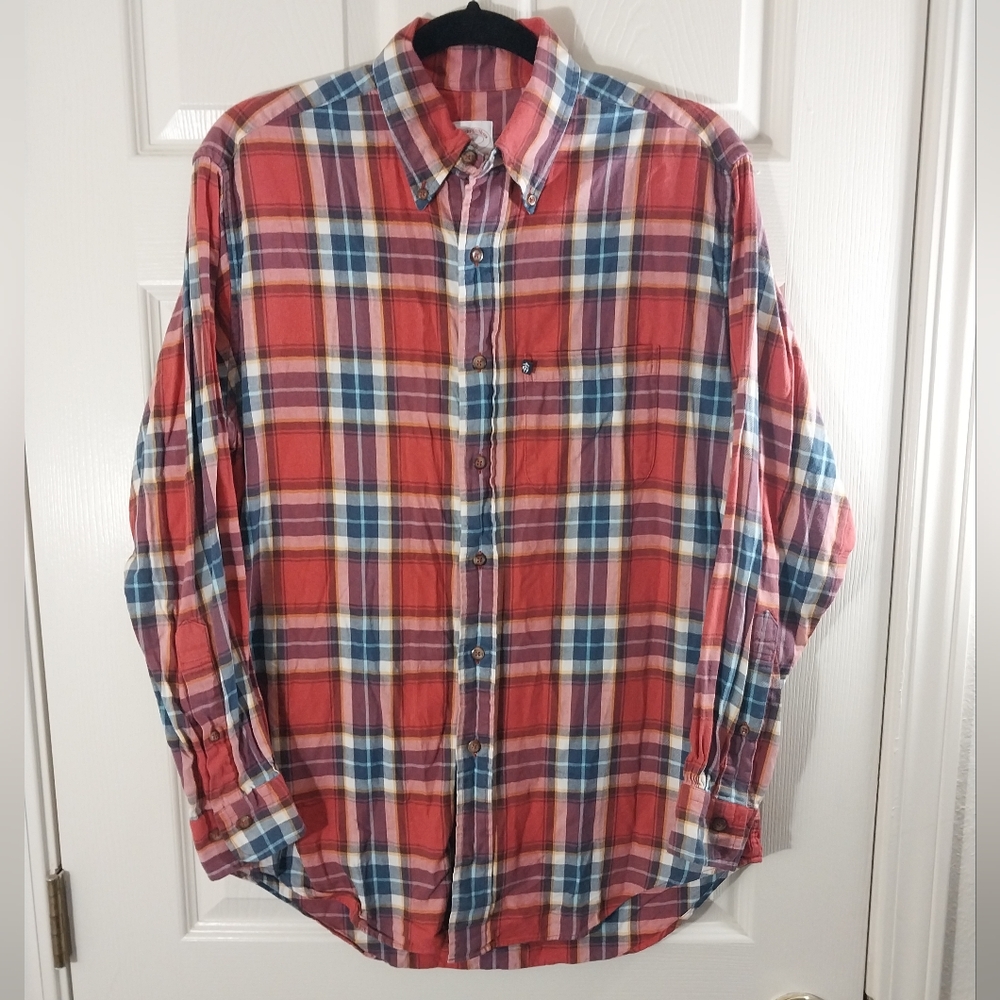 Brooks Brothers 346 Men's Red Plaid Shirt Size S